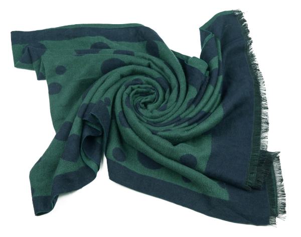 Scarf Shawl Viscos fleecy Points Green Navy